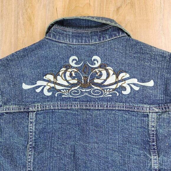 🩵NWOT PartyLite Blue Denim Buttoned Jacket Medium - Picture 5 of 12